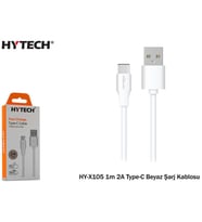 HYTECH HY-X105 1m 2A Type-C BEYAZ ŞARJ KABLOSU