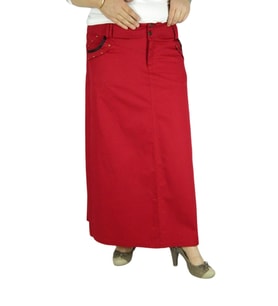 Kadın Kanvas Uzun Etek MNLS87001 (Kırmızı)