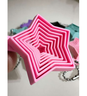 3D Baskı Yıldız Fidget Anahtarlık - Hareketli Stres Oyuncağı ve Çanta Aksesuarı-Pembe