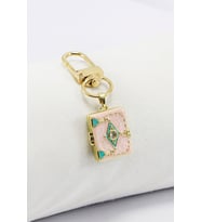 Altın Kaplama Açılabilir Pembe Kitap Klipsli Cüzdan Çanta Süsü Charm Gold Renkli