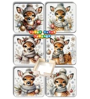 BİLGE tasarım Noel Yılbaşı Ahşap Bardak Altlığı - 6 lı set Set AHŞAP ÖZEL TASARIM KUTULU