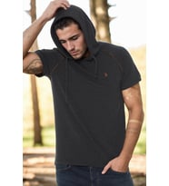T8570 DEWBERRY KAPŞONLU ERKEK T-SHIRT-KOYU ANTRASİT