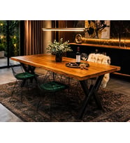 Ahşap Masif Ağaç Doğal Çalışma Masası Demir Iskelet Ofis Masası 60 x 140
