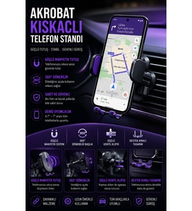 Otomatik Kilit Mekanizmalı 360° Döner Araç Telefon Standı