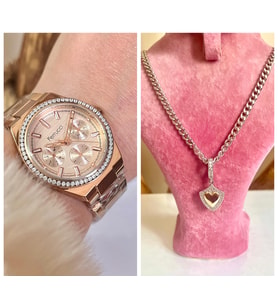 Ferrucci Rose Çelik Kordon Kadın Kol Saat+%100 Çelik Süper Kolye Hediye