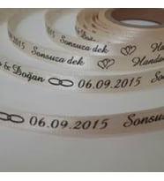 Kişiye Özel Ekru  İsimli Söz -Nişan Yüzük Kurdelesi ( Tek Taraflı Baskı )