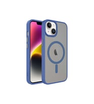 Apple iPhone 14 Uyumlu Kılıf Mat Arka Yüzey Wireless Şarj Özellikli Zore Flet M-safe Kapak (Mavi)