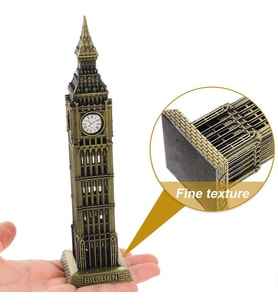 Vintage Metal İngiltere London Big Ben Saat Kulesi Antik Bronz 23 cm