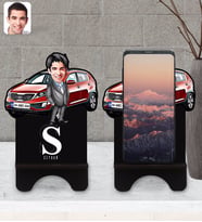 BK Gift Kişiye Özel Plakalı Erkek Kia Sportage Karikatürlü Ahşap Biblo Telefon Standı-1