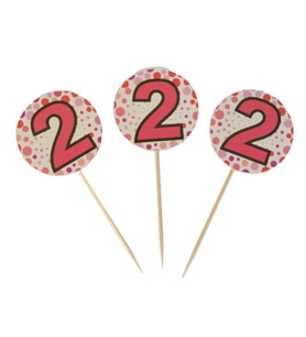 2 Yaş Temalı Pembe Kürdan Pasta Süsü-