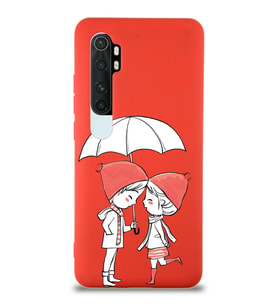 Xiaomi Mi Note 10 Lite Uyumlu Lansman Kılıf Aşk Tasarımlı İçi Kadife Kapak-Kırmızı (Şeffaf)