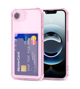 Teknomoda Apple iPhone 16e Kılıf Kartlıklı Anti Şok Korumalı Şeffaf Silikon Pembe 16E