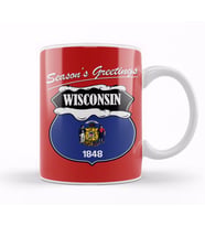 Seasons Greetings Wisconsin Christmas Kupa Bardak Porselen