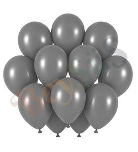 Duman Renk Lateks Retro Balon (30 cm) - 12 Adet