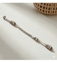 Kubbe Temalı Gümüş Renk Arnavut Zincirli Tek Kamçılı Kararmaz Metal Püskül