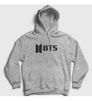 Presmono Unisex Gri Logo Bts Kapüşonlu Sweatshirt 22435tt (Gri)