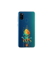 Samsung Galaxy M30S ile uyumlu Splash ahtapot tasarımlı şeffaf silikon kılıf