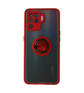 Oppo Reno 5 Lite Kılıf Montreal Yüzüklü Silikon Kapak - Kırmızı