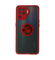 Oppo Reno 5 Lite Kılıf Montreal Yüzüklü Silikon Kapak - Kırmızı