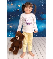 Pia Baby Premium %100 Pamuk İsme Özel Çocuk Pijama Takımı 1-8 Yaş 5069-14 (Sarı)