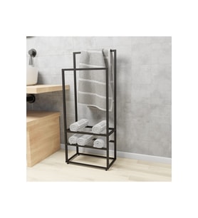 2 Katlı Metal Havluluk Modern Banyo Rafı