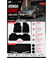 HONDA CİVİC 2006-2012 Araca Özel 3D Paspas + 3D Bagaj Havuzu