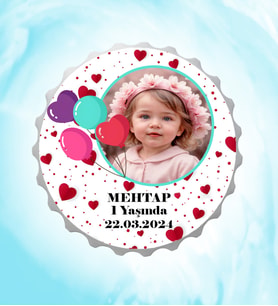 Kişiye Özel Balonlu Resimli İsimli Kalpli Kapak Magnet Açacak