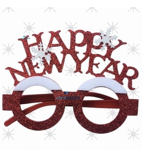 Yılbaşı Partisi Happy Newyear Kırmızı Kartaneli Gözlük 1 Adet