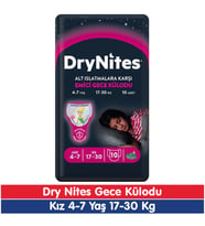 Huggies Drynites Kız 4-7 Yaş Emici Gece Külodu 17-30 Kg 10 Adet