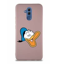 Huawei Mate 20 Lite Soft Premier Kapak Donald Duck-E Tasarımlı Silikon Kılıf - Pudra (Şeffaf)