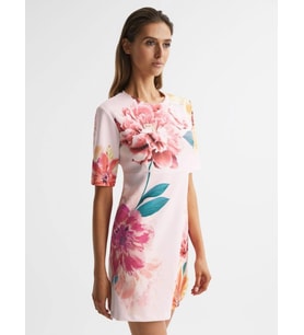 Reiss Çİçek Desenli Pembe Elbise