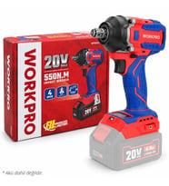 WORKPRO WP390207 20Volt 1/2’’ 550Nm Kömürsüz Profesyonel Şarjlı Somun Sıkma (Akü Dahil Değildir)