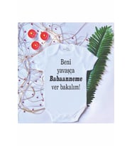 Unisex Bebek Baskılı Babaanne %100 Pamuklu Çıtçıtlı Body Zıbın