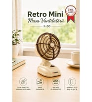 Torima Şarjlı Masaüstü Vantilatör Vintage Retro Tasarım 400 Mah Taşınabilir Masa Fanı F50 Beyaz