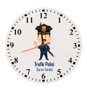 Kişiye Özel Trafik Polisi Tasarımlı Duvar Saati
