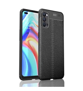 Oppo Reno 4 Kılıf Deri Tarzı Niss Silikon Case (Siyah)