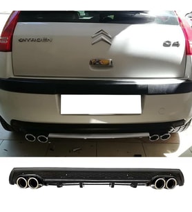 Citroen C4 Siyah Difüzör Çiftli Yuvarlak Egzoz Görünümlü D Tip Difizör