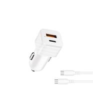 Araç İçi Hızlı Şarj Çakmaklık Adaptörü 3.0 USB Type-C Araç Şarj Cihazı Type-C Kablolu (Siyah)
