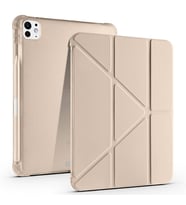 Apple iPad Pro 11 2025 M5 Uyumlu Kılıf Zore Tri Folding Kalem Bölmeli Standlı Kılıf (Gold)