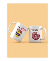 Best Friends Kahve Donut Tasarım 2'li Kupa Seti