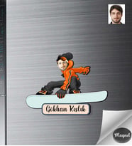 Kişiye Özel Snowboard Erkek Ahşap Magnet -1