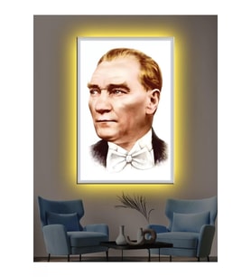 Led Işıklı Atatürk Şık Hediyelik Kanvas Tablo