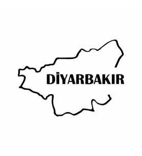Diyarbakır Harita Araba Sticker siyah 17x13 CM (Siyah)