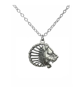 Ancient Majesty – Yeleli Aslan Figürlü Unisex Kolye (60 cm Zincirli) (Gümüş)