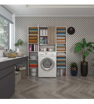 Kenzlife çamaşır makinesi dolabı veronikamaksduble crd 180*126*20 banyo arkalıksız raflı (Karışık)