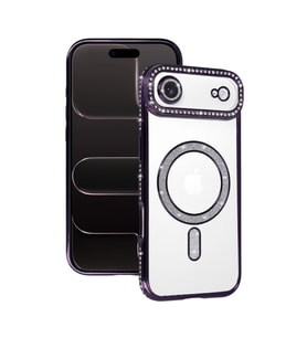 Apple İphone 17 Air Joke Simli Magneticsafe Kılıf - Derin Mor