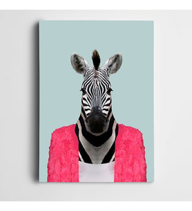 Pembe Hırkalı Zebra Kanvas Tablo