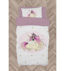 MEKTA HOME BEBEK VE ÇOCUK ODASI Yıldızlı Unicorn Desenli Nevresim Takımı