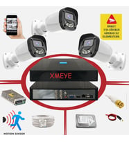 Bises 3 Kameralı Hareket Algılayan 5 MP Lens 4 Warm Led Gece Renkli Gösteren Güvenlik Kamerası Seti BS 2304W