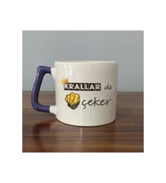 Krallar Da Nah Çeker Baskılı Mor Kulplu Prime Kupa - Komik Hediye Bardak Fincan Mug